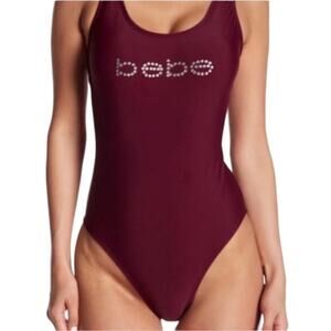 Bebe One Piece Rhinestone Swim Suit Size L